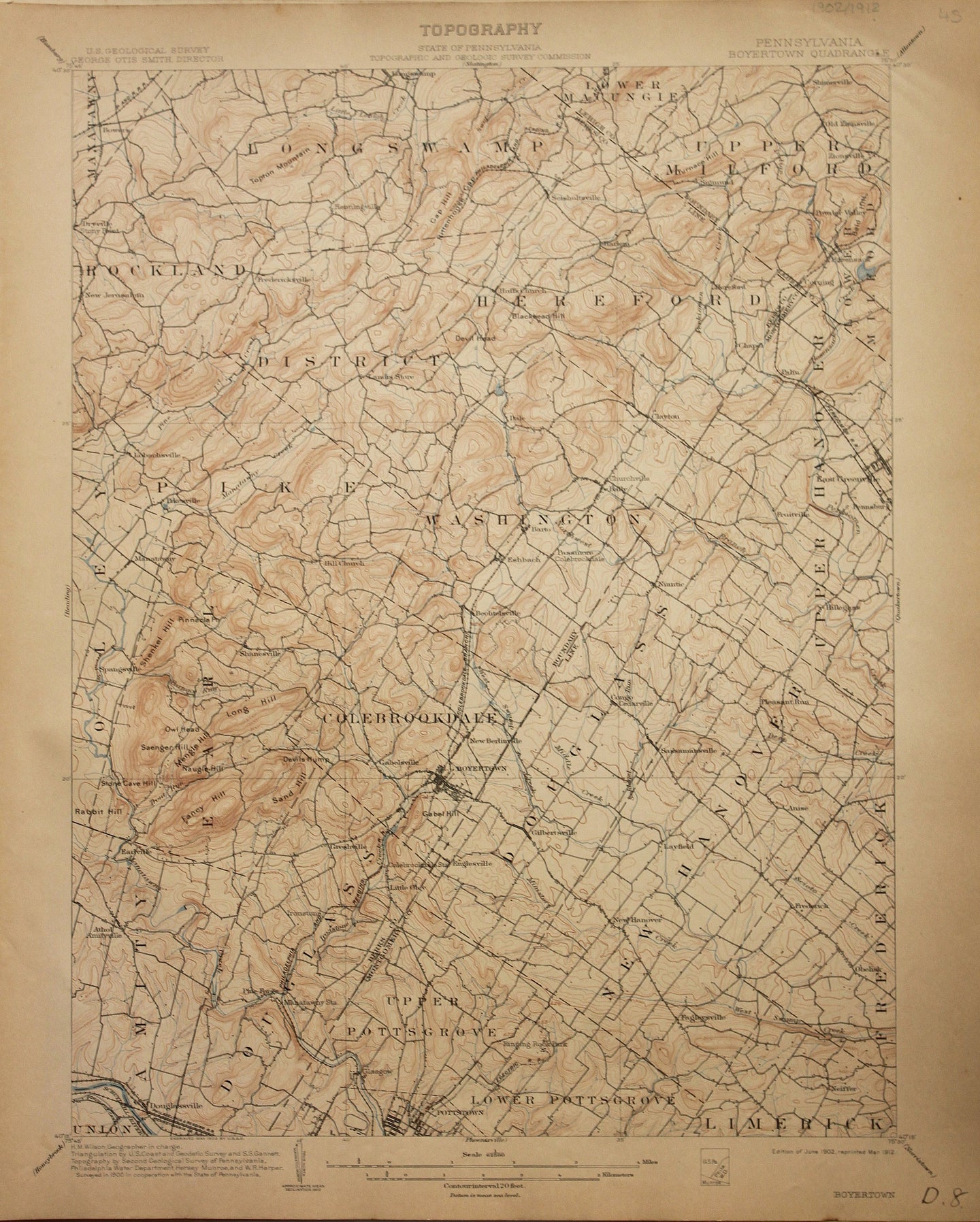 Genuine-Antique-Map-Boyertown-Pennsylvania-1912-US-Geological-Survey-Maps-Of-Antiquity
