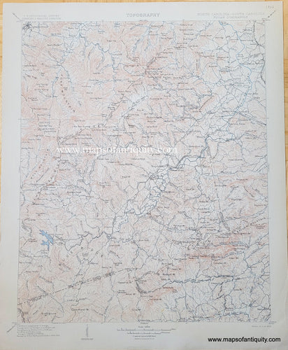 Genuine-Antique-Topographic-Map-North-Carolina-South-Carolina-Pisgah-Quadrangle-1906-US-Geological-Survey-Maps-Of-Antiquity