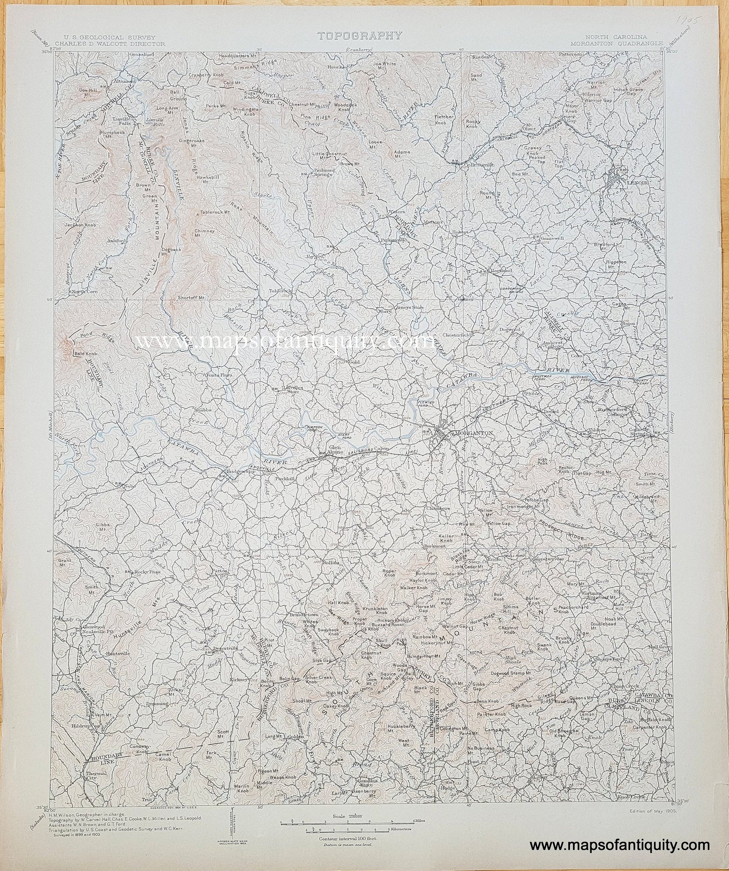 Genuine-Antique-Topographic-Map-North-Carolina-Morganton-Quadrangle-1905-US-Geological-Survey-Maps-Of-Antiquity