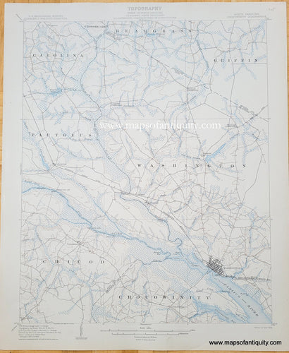 Genuine-Antique-Topographic-Map-North-Carolina-Chocowinity-Quadrangle-1905-US-Geological-Survey-Maps-Of-Antiquity