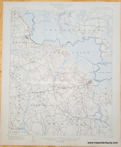 Genuine-Antique-Topographic-Map-North-Carolina-Williamston-Quadrangle-1902-US-Geological-Survey-Maps-Of-Antiquity