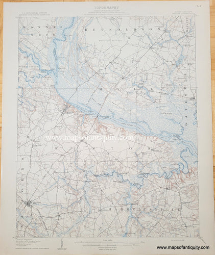 Genuine-Antique-Topographic-Map-North-Carolina-Winton-Quadrangle-1908-US-Geological-Survey-Maps-Of-Antiquity