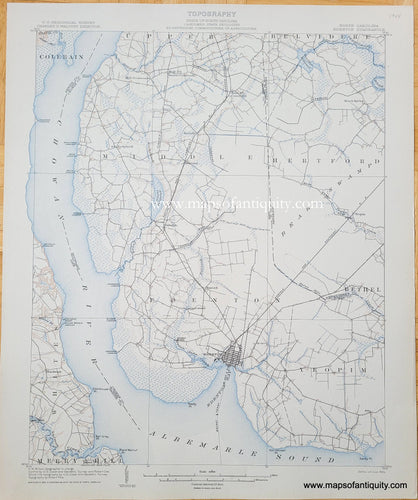 Genuine-Antique-Topographic-Map-North-Carolina-Edenton-Quadrangle-1904-US-Geological-Survey-Maps-Of-Antiquity