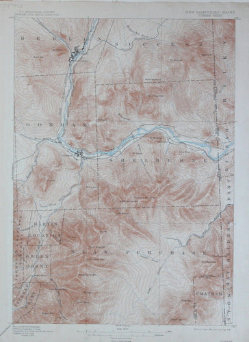 Genuine-Antique-Topographic-Map-Gorham-New-Hampshire-Maine--New-Hampshire-Maine--1909-U-S-Geological-Survey--Maps-Of-Antiquity