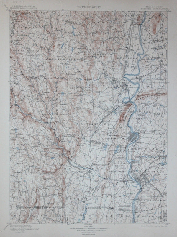 Genuine-Antique-Topographic-Map-Holyoke-Massachusetts-Connecticut--Massachusetts-Connecticut--1906-U-S-Geological-Survey--Maps-Of-Antiquity