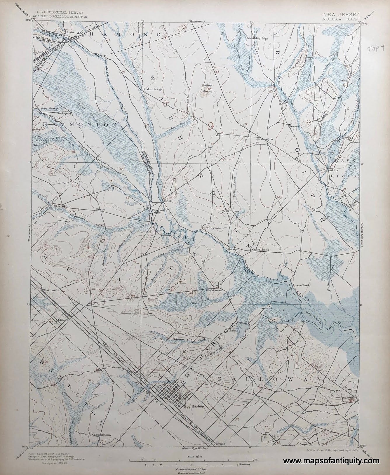 Genuine-Antique-Topographic-map-Mullica-New-Jersey-Antique-Top-Map---NJ-Antique-Geological-&-Topographical-Maps-New-Jersey-1903-USGS-Maps-Of-Antiquity