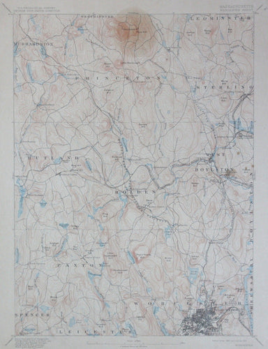 Genuine-Antique-Topographic-Map-Worcester-Massachusetts--Massachusetts--1912-U-S-Geological-Survey--Maps-Of-Antiquity