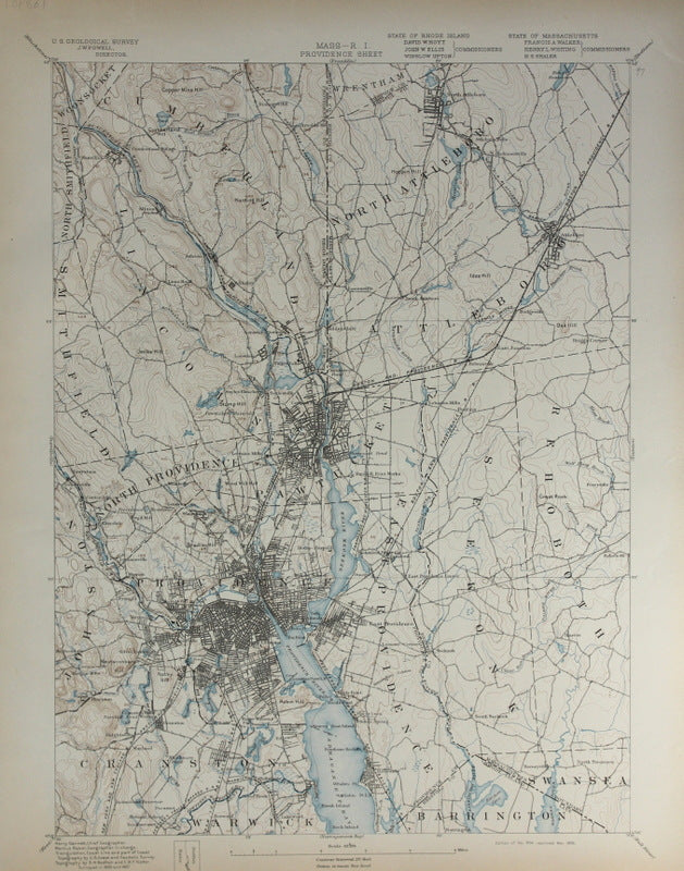 Genuine-Antique-Topographic-Map-Providence-Massachusetts-Rhode-Island--Massachusetts-Rhose-Island---1898-U-S-Geological-Survey--Maps-Of-Antiquity