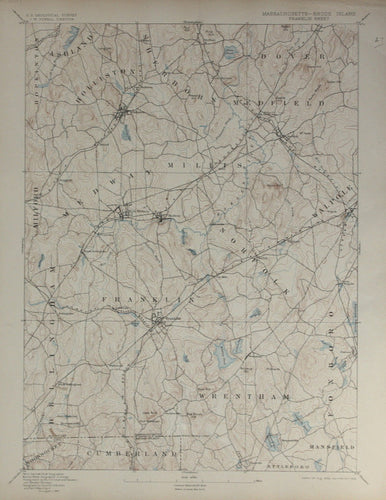 Genuine-Antique-Topographic-Map-Franklin-Massachusetts-Rhode-Island--Massachusetts-Rhode-Island--1906-U-S-Geological-Survey--Maps-Of-Antiquity