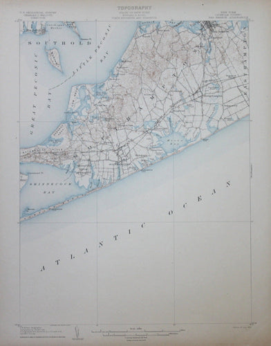 Genuine-Antique-Topographic-Map-Sag-Harbor-New-York--New-York--1904-U-S-Geological-Survey--Maps-Of-Antiquity