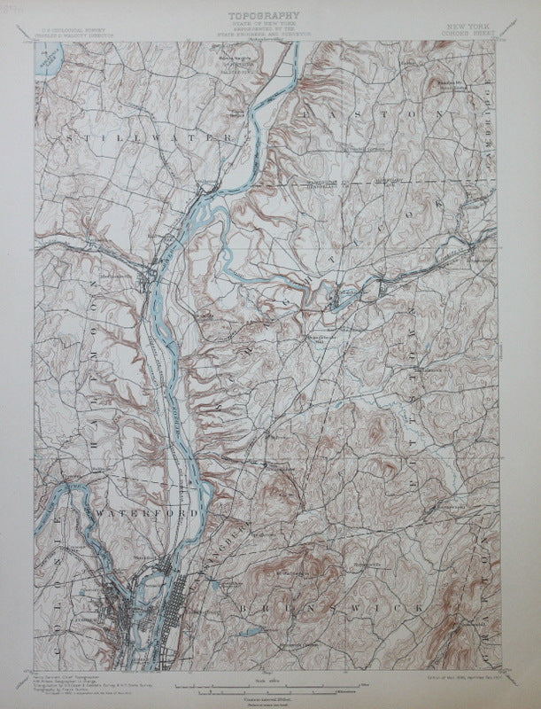 Genuine-Antique-Topographic-Map-Cohoes-New-York--New-York--1907-U-S-Geological-Survey--Maps-Of-Antiquity