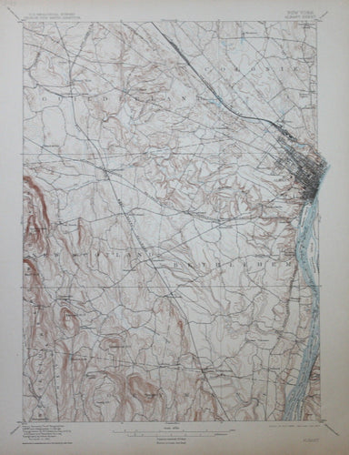 Genuine-Antique-Topographic-Map-Albany-New-York--New-York--1907-U-S-Geological-Survey--Maps-Of-Antiquity