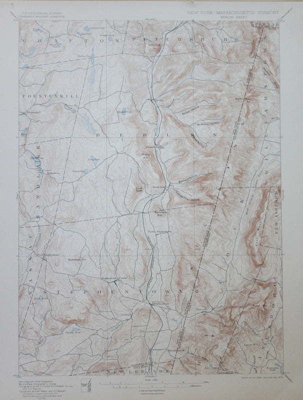 Genuine-Antique-Topographic-Map-Berlin-New-York-Massachusetts-Vermont--New-York-Massachusetts-Vermont--1905-U-S-Geological-Survey--Maps-Of-Antiquity