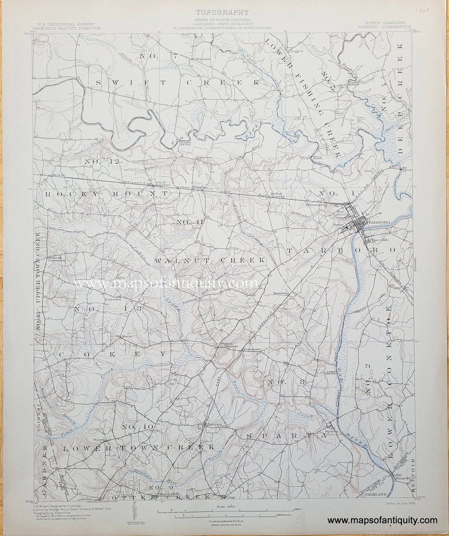 Genuine-Antique-Topographic-Map-North-Carolina-Tarboro-Quadrangle-1903-US-Geological-Survey-Maps-Of-Antiquity