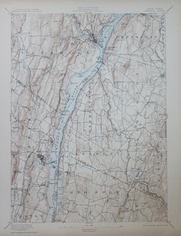 Genuine-Antique-Topographic-Map-Catskill-New-York--New-York---1906-U-S-Geological-Survey--Maps-Of-Antiquity