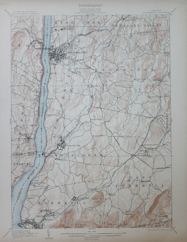 Genuine-Antique-Topographic-Map-Poughkeepsie-New-York--New-York---1906-U-S-Geological-Survey--Maps-Of-Antiquity