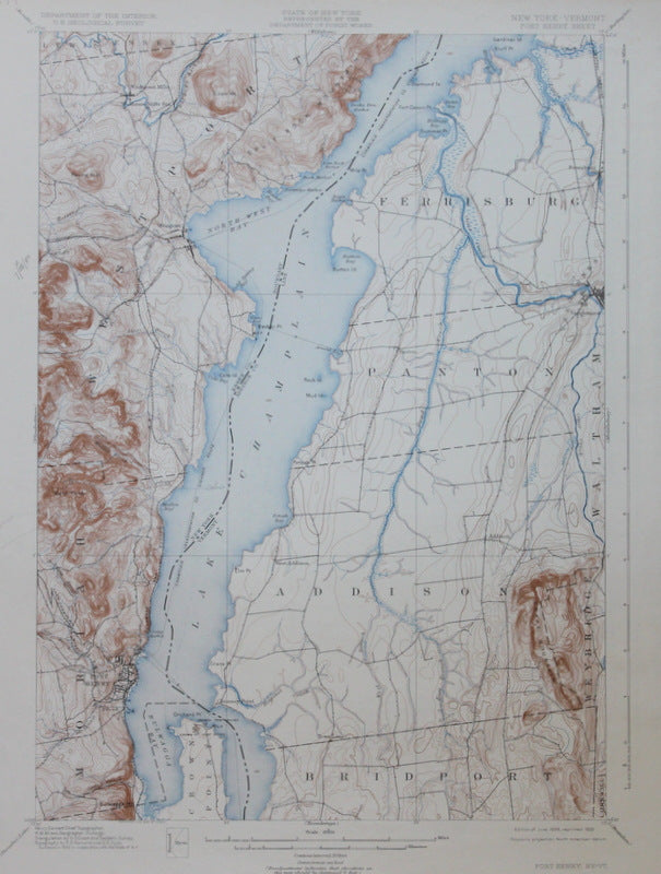 Genuine-Antique-Topographic-Map-Port-Henry--New-York-Vermont--New-York-Vermont---1932-U-S-Geological-Survey--Maps-Of-Antiquity