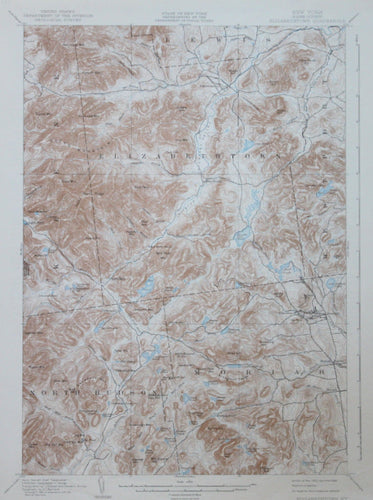 Genuine-Antique-Topographic-Map-Elizabethtown-New-York-New-York---1939-U-S-Geological-Survey--Maps-Of-Antiquity