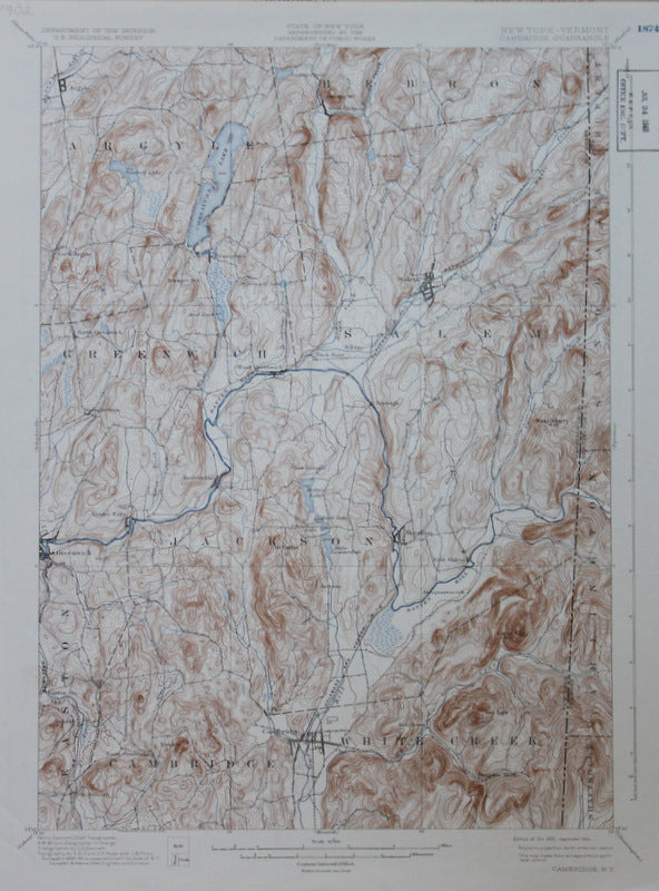 Genuine-Antique-Topographic-Map-Cambridge-New-York-Vermont--New-York-Vermont---1934-U-S-Geological-Survey--Maps-Of-Antiquity