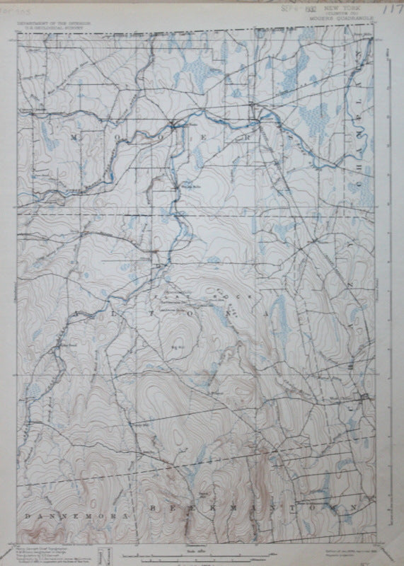 Genuine-Antique-Topographic-Map-Mooers-New-York--New-York---1932-U-S-Geological-Survey--Maps-Of-Antiquity