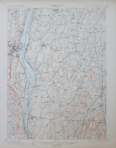 Genuine-Antique-Topographic-Map-Rhinebeck-New-York--New-York--1907-U-S-Geological-Survey--Maps-Of-Antiquity