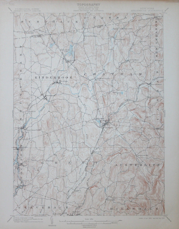 Genuine-Antique-Topographic-Map-Kinderhook-New-York--New-York--1906-U-S-Geological-Survey--Maps-Of-Antiquity