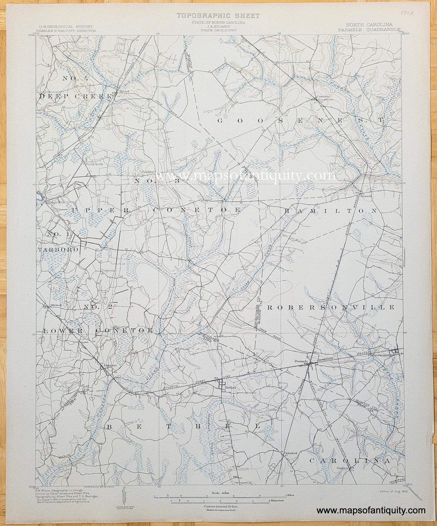 Genuine-Antique-Topographic-Map-North-Carolina-Parmele-Quadrangle-1902-US-Geological-Survey-Maps-Of-Antiquity
