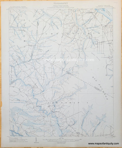 Genuine-Antique-Topographic-Map-North-Carolina-Vanceboro-Quadrangle-1904-US-Geological-Survey-Maps-Of-Antiquity