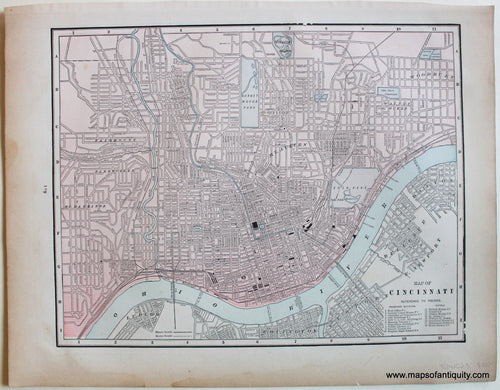 Antique-City-Plan-Map-of-Cincinnati**********-1891-Goldthwaite-1890s-1800s-Late-19th-Century-Maps-of-Antiquity