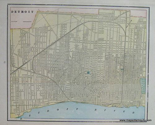 Antique-City-Plan-Detroit-*****-1891-Goldthwaite-1890s-1800s-Late-19th-Century-Maps-of-Antiquity