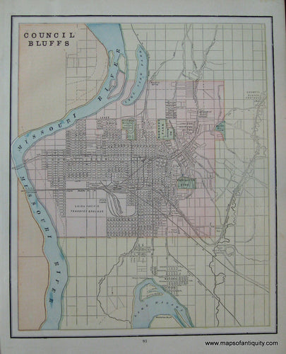 Antique-City-Plan-Council-Bluffs-Towns-and-Cities-Midwest-1891-Goldthwaite-Maps-Of-Antiquity