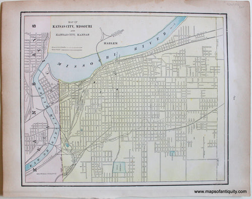 Antique-City-Plan-Map-of-Kansas-City-Missouri-and-Kansas-City-Kansas-1890-Goldthwaite-1890s-1800s-Late-19th-Century-Maps-of-Antiquity
