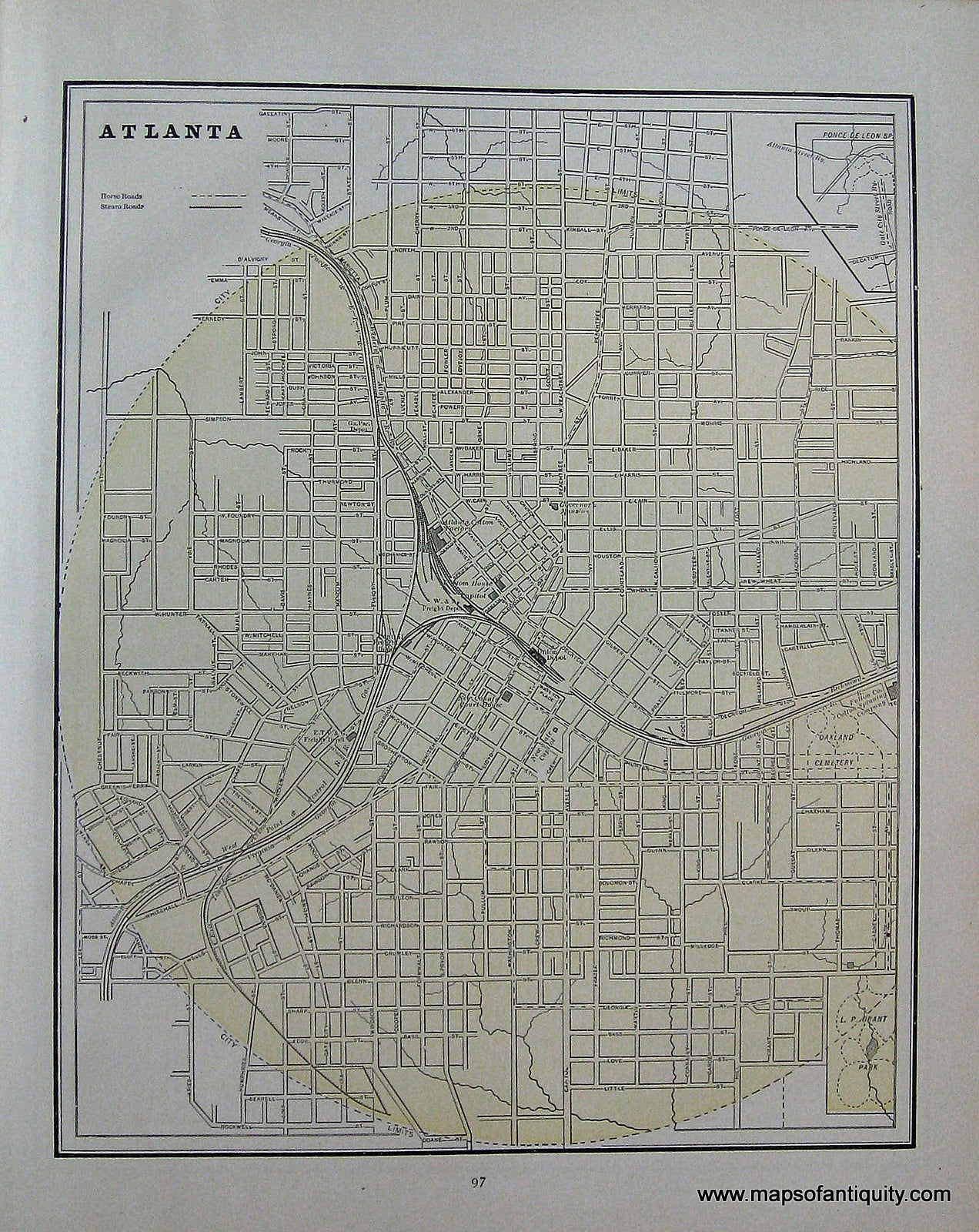 Antique-City-Plan-Atlanta**********-Towns-and-Cities-South-1891-Goldthwaite-Maps-Of-Antiquity