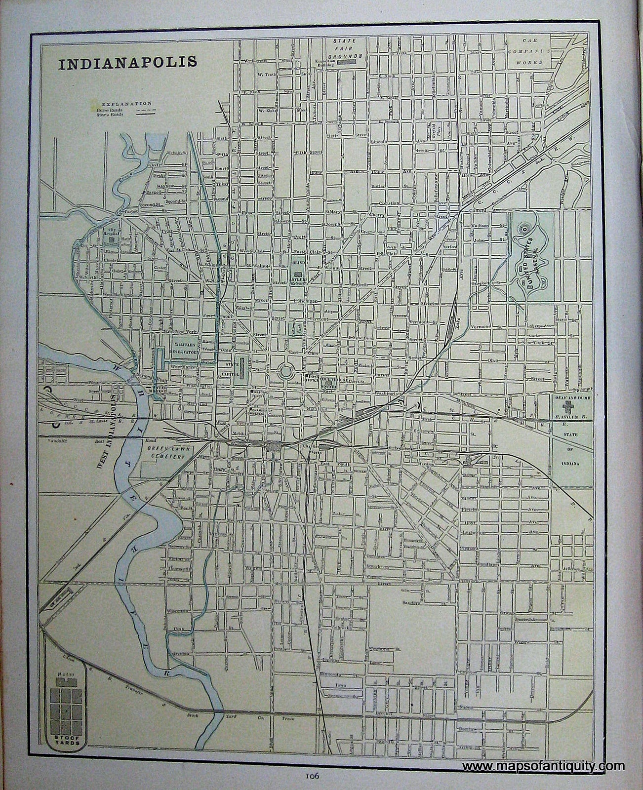 Antique-City-Plan-Indianapolis-1891-Goldthwaite-1890s-1800s-Late-19th-Century-Maps-of-Antiquity