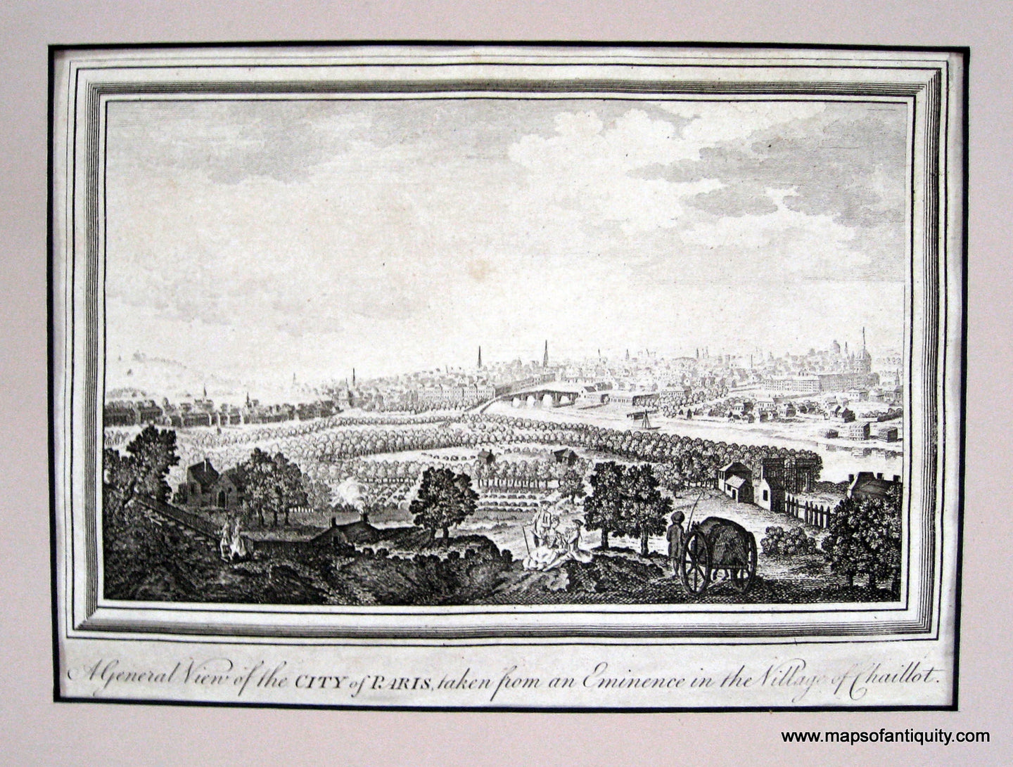 Black-and-White-Engraved-Antique-City-View-A-General-View-of-the-City-of-Paris-France-Paris-1792-Baldwyn-Maps-Of-Antiquity