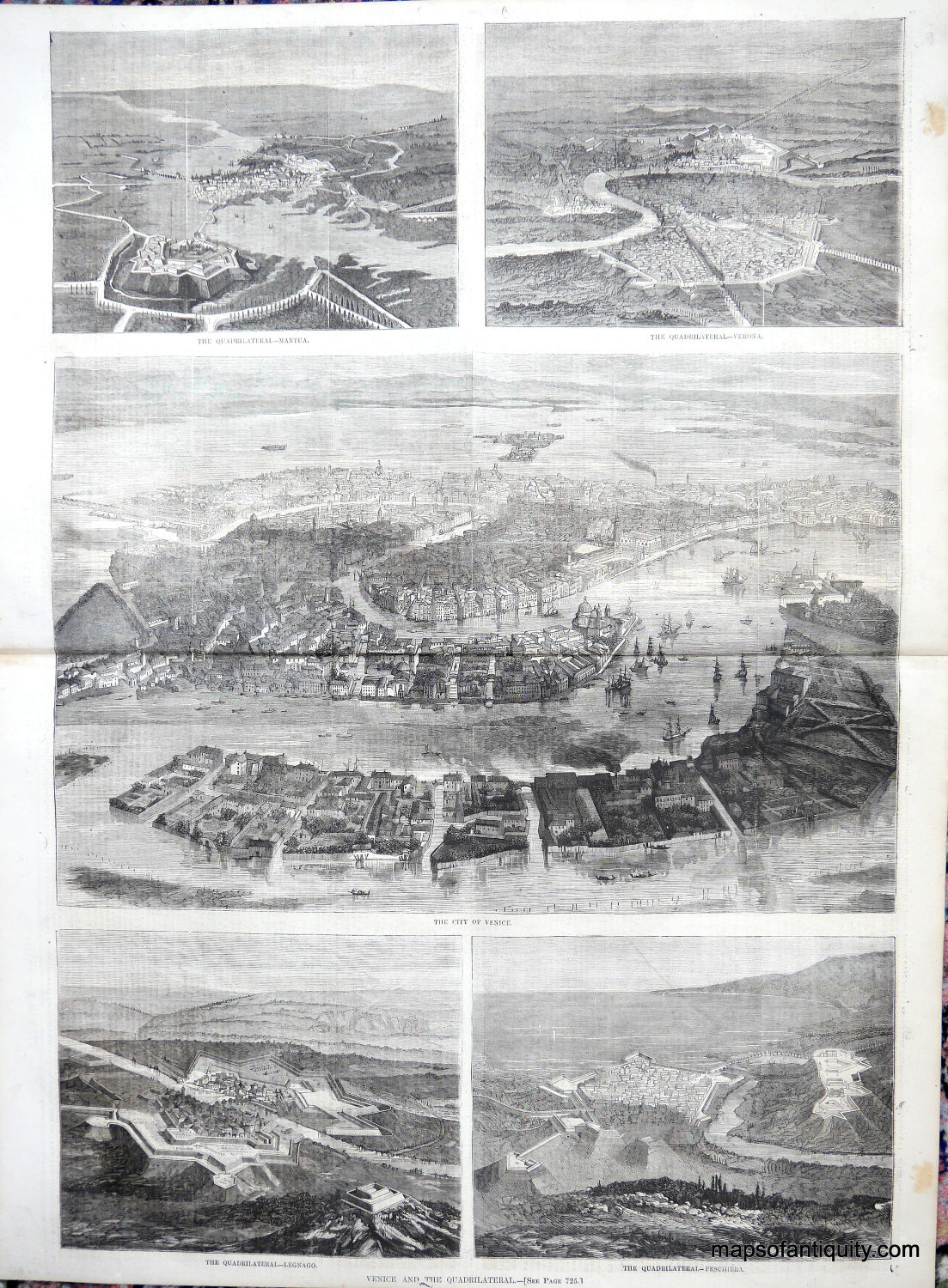 Antique-Black-and-White-City-Views-Venice-and-the-Quadrilateral.-Europe-Italy-1866-Harper's-Weekly-Maps-Of-Antiquity