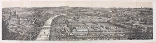 Antique-Black-and-White-Engraved-City-View-General-View-of-the-International-Exposition-of-Paris-1878**********-Paris-France-1878-Julius-Bien-Maps-Of-Antiquity