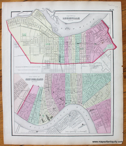 Antique-Hand-Colored-Map-The-City-of-Louisville-The-City-of-New-Orleans-**********-Towns-and-Cities--c.-1855-Colton-Maps-Of-Antiquity