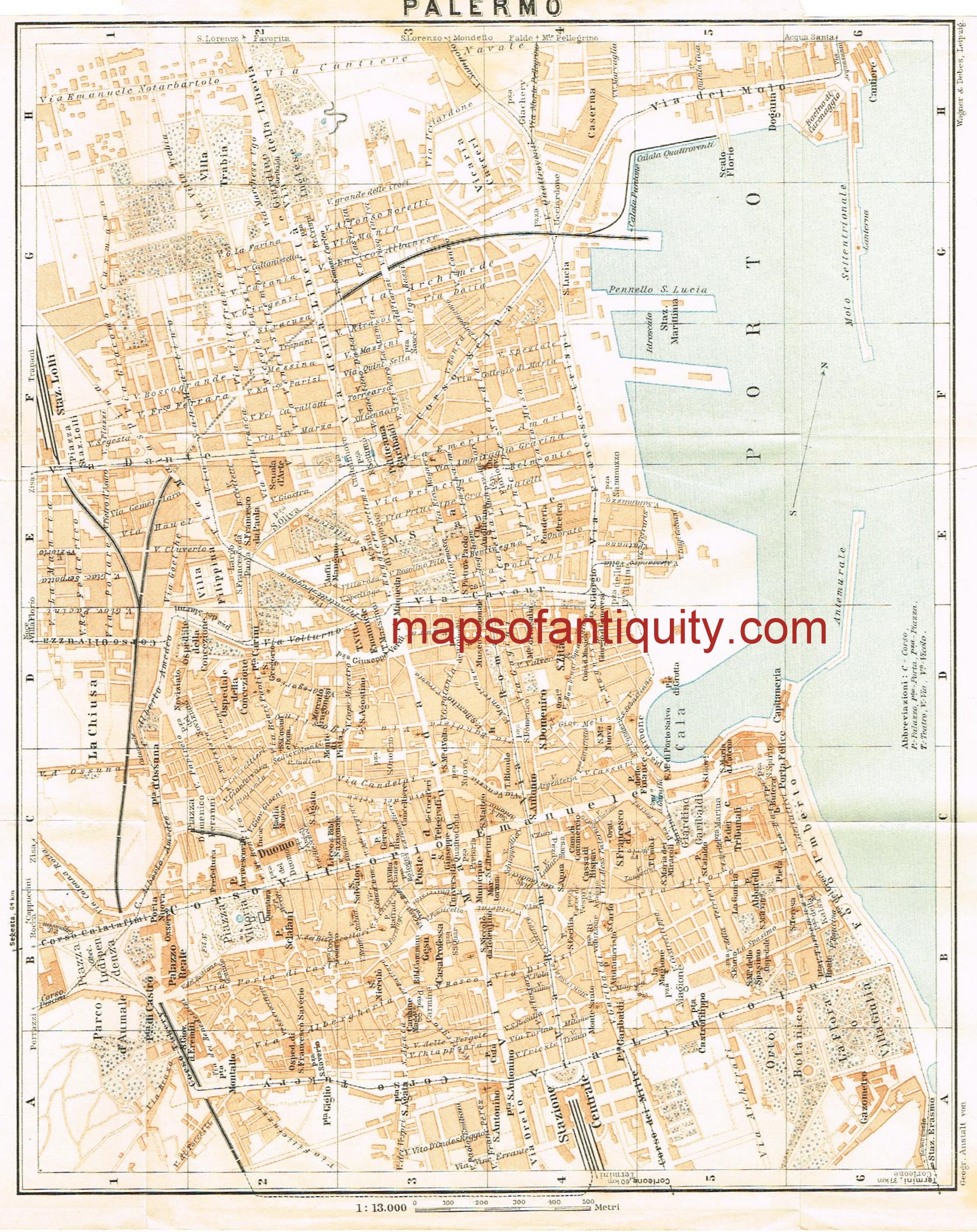 1886 - Palermo - Antique Map – Maps of Antiquity