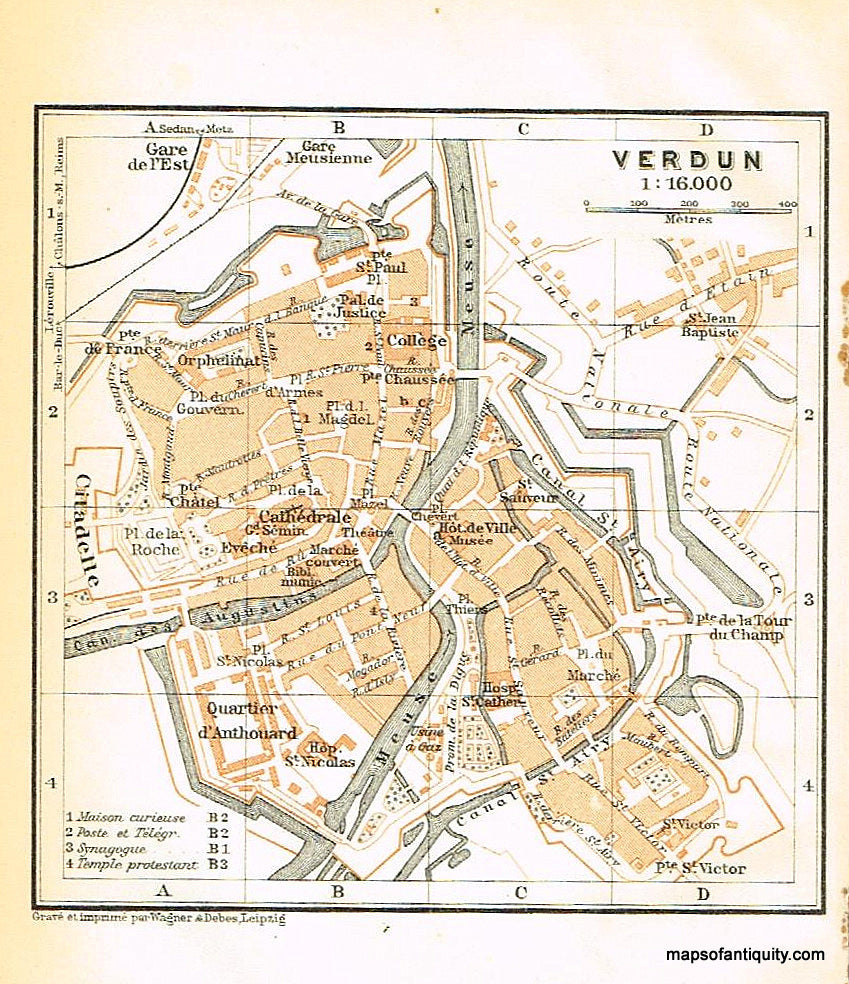 Printed-Color-Antique-Map-Verdun-France-Europe-France-1909-Baedeker-Maps-Of-Antiquity