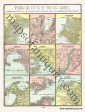 Load image into Gallery viewer, Antique-Printed-Color-Map-Principal-Cities-of-The-Old-World-Comparing-Their-Latitude-with-Points-on-The-American-Continent-verso:-Turkish-Empire-in-Europe-and-Asia-Towns-and-City-Maps-Europe-Turkey-1900-Cram-Maps-Of-Antiquity
