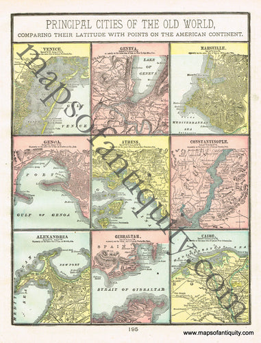 Antique-Printed-Color-Map-Principal-Cities-of-The-Old-World-Comparing-Their-Latitude-with-Points-on-The-American-Continent-verso:-Turkish-Empire-in-Europe-and-Asia-Towns-and-City-Maps-Europe-Turkey-1900-Cram-Maps-Of-Antiquity