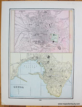 Load image into Gallery viewer, 1892 - Plan of Belfast (Ireland) and Lakes of Killarney, verso: Athens and Genoa - Antique Map
