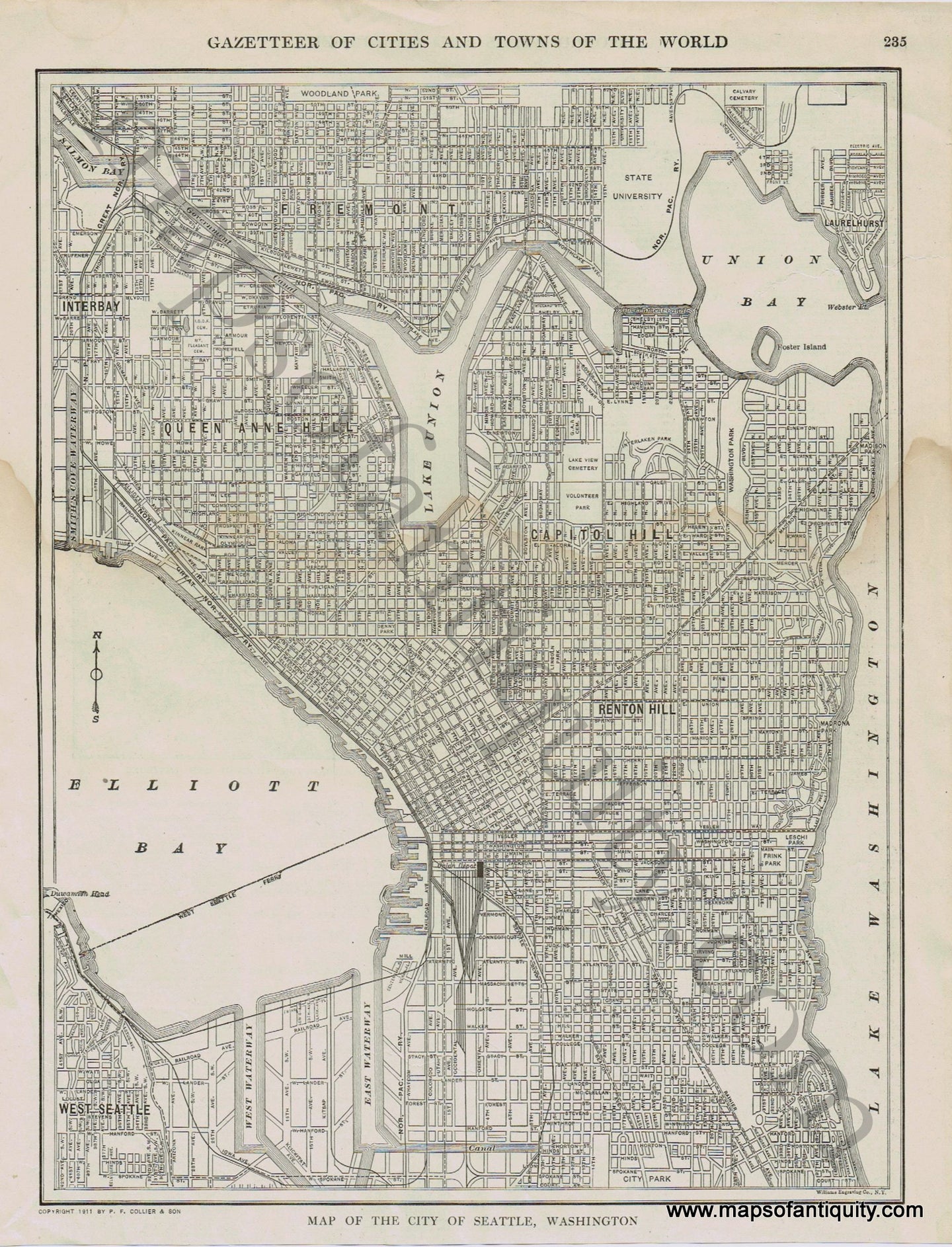 Antique-Map-of-the-City-of-Seattle-Washington-State-Collier-1911-1910s-Early-1900s-20th-Century-Maps-of-Antiquity