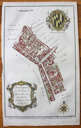 Antique-Map-London-England-Maitland-Cole-Portsoken-Ward-William-Calvert-1756-1750s-1700s-Early-Mid-18th-Century-Maps-of-Antiquity