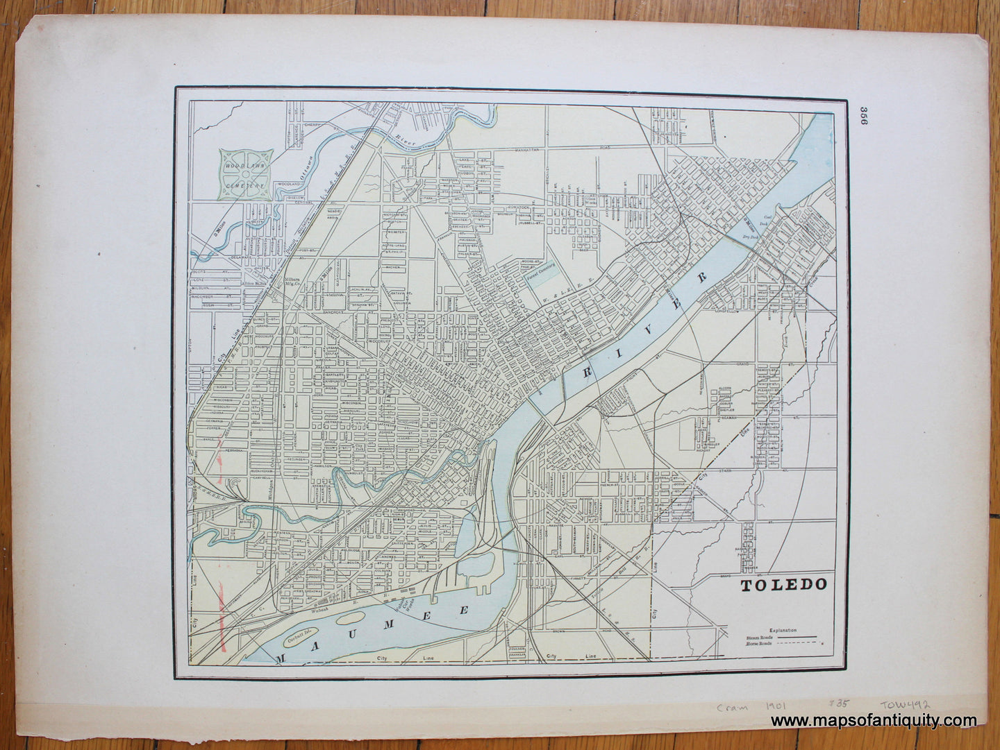 Antique-Map-of-Toledo-Ohio-City-Cities-Town-Towns-Cram-1901-1900s-Early-20th-Century-Maps-of-Antiquity