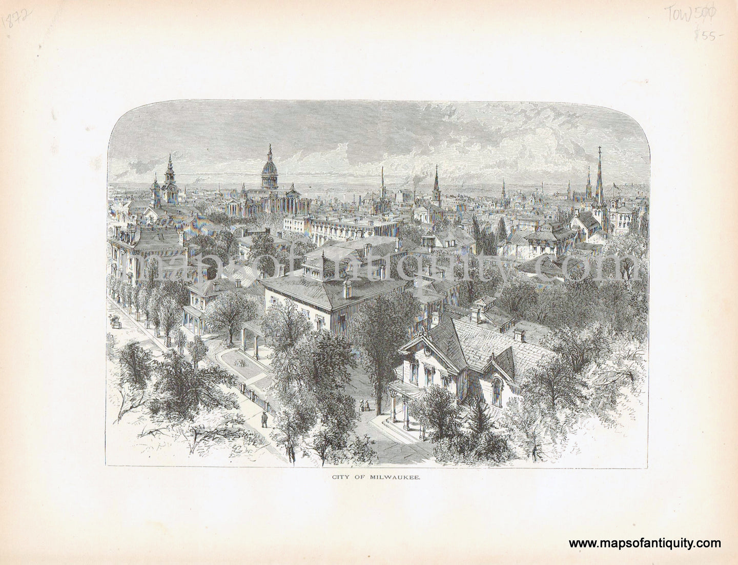 Antique-Print-Prints-City-of-Milwaukee-Wisconsin-1872-Picturesque-America-1800s-19th-century-maps-of-Antiquity