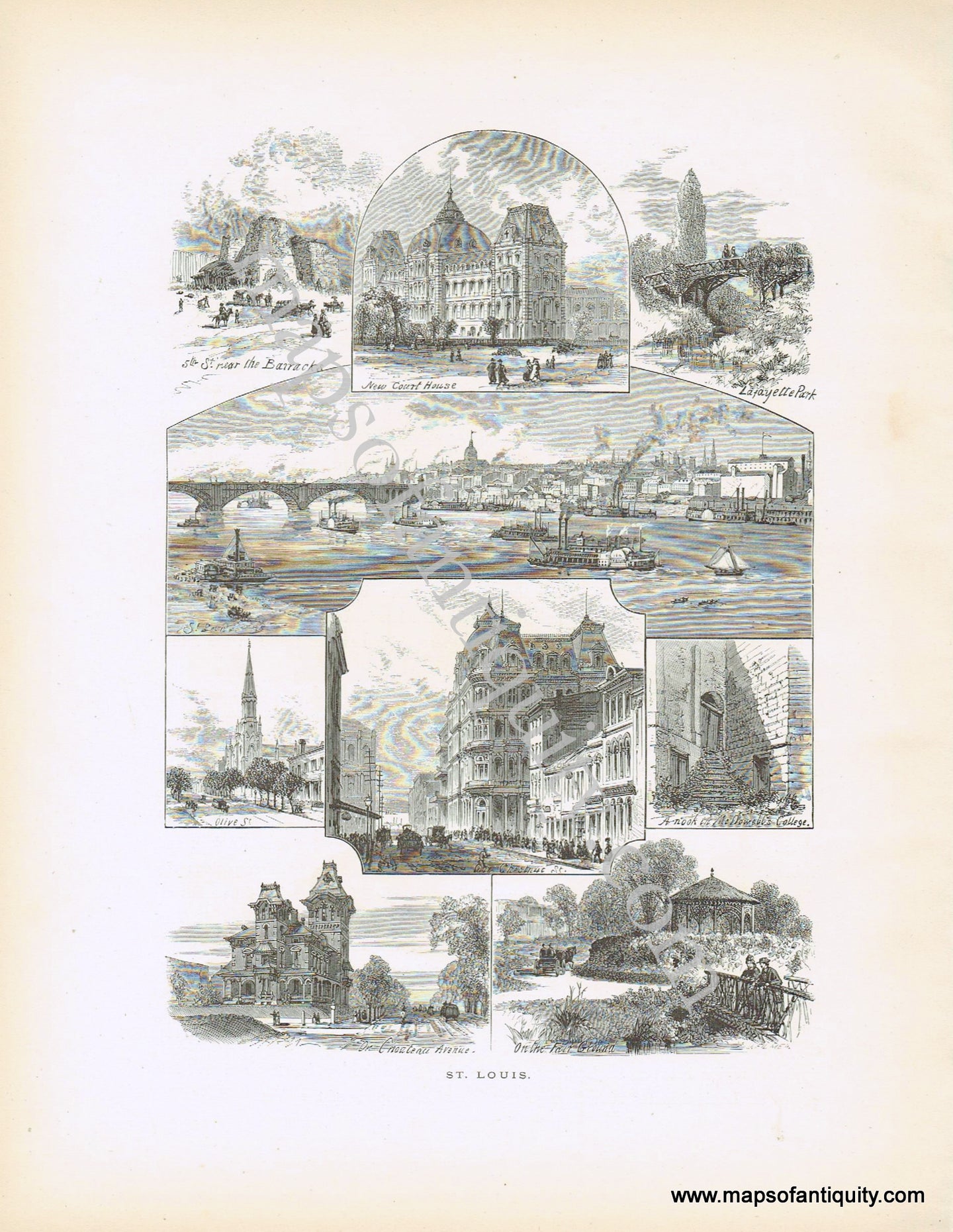 Antique-Print-Prints-St.-Louis-Missouri-1872-Picturesque-America-1800s-19th-century-maps-of-Antiquity