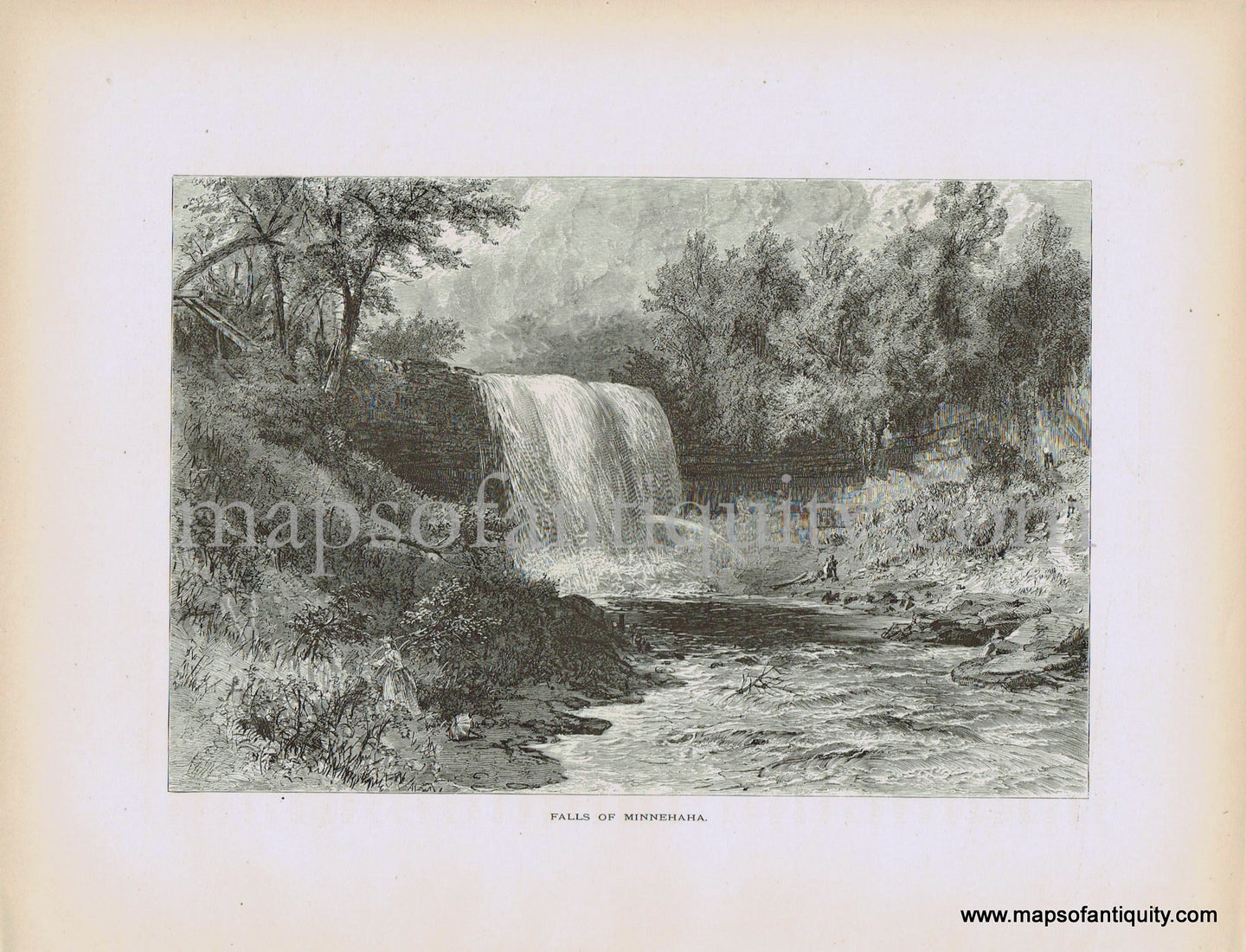 Antique-Print-Prints-Falls-of-Minnehaha-Minneapolis-Minnesota-1872-Picturesque-America-1800s-19th-century-maps-of-Antiquity