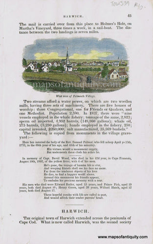 Hand-Colored-Antique-Print-West-View-of-Falmouth-Village-*?-Barber-Falmouth-1800s-19th-century-Maps-of-Antiquity